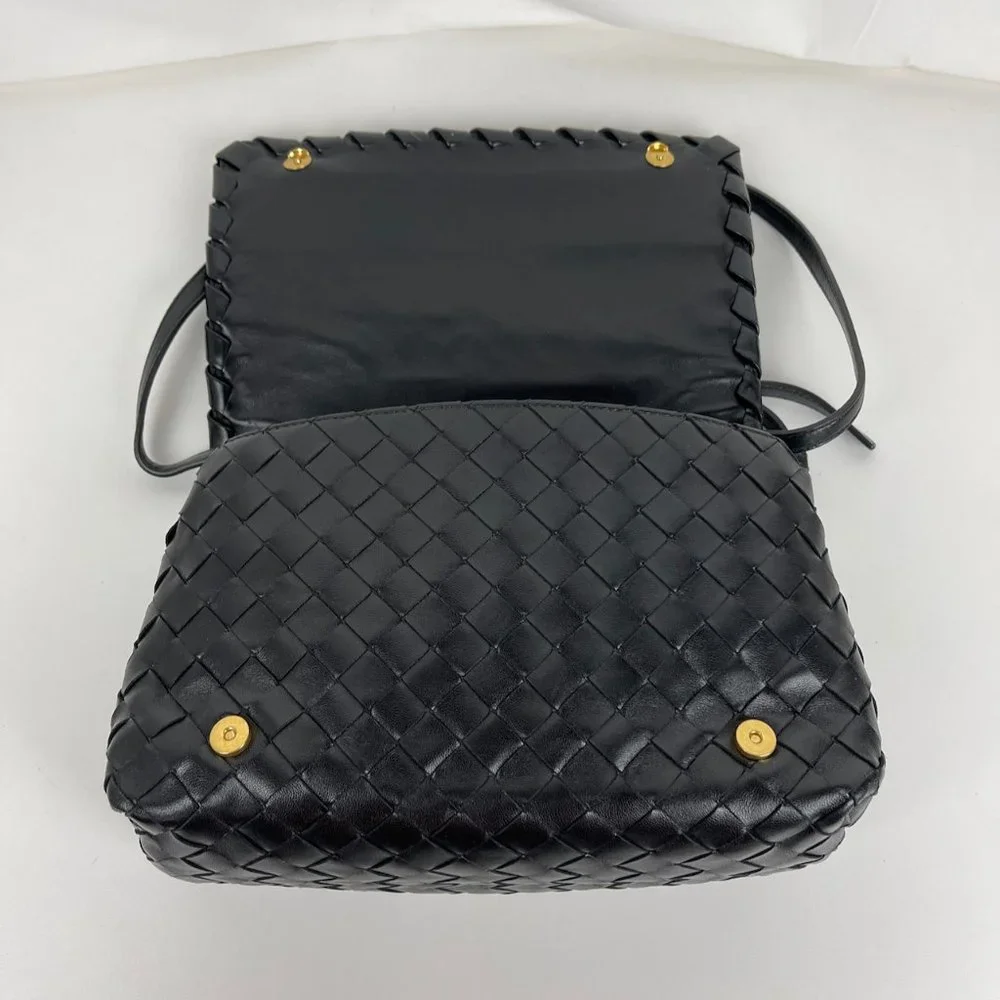 Bottega Veneta Intrecciato Black Nappa Leather Shoulder Bag